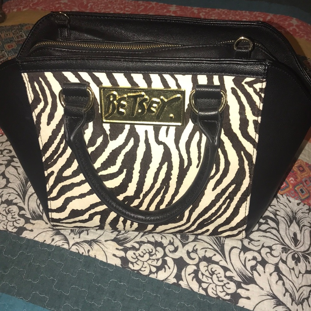 Betsey Johnson zebra satchel